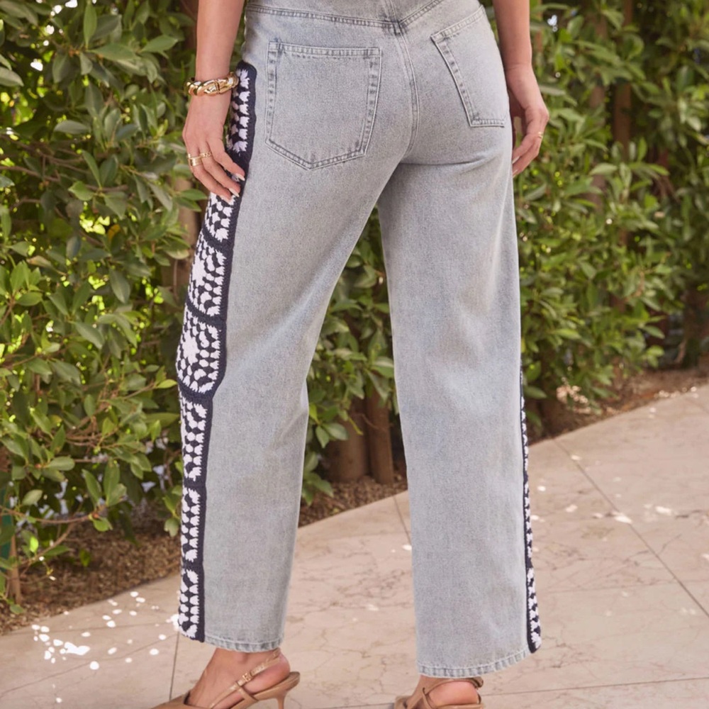 Vici Gray Jeans with Black and White Pattern